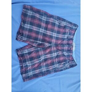 mens american eagle prep fit‎ plaid shorts size 26 red black